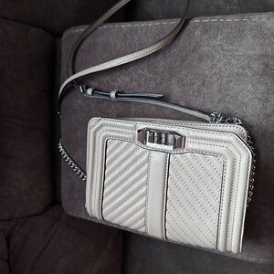 Rebecca Minkoff Beige Quilted Crossbody with Silver Hardware